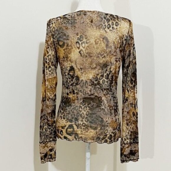 Sno Skins Long Sleeve Pullover Animal Print Henley Top Size S - Picture 3 of 5